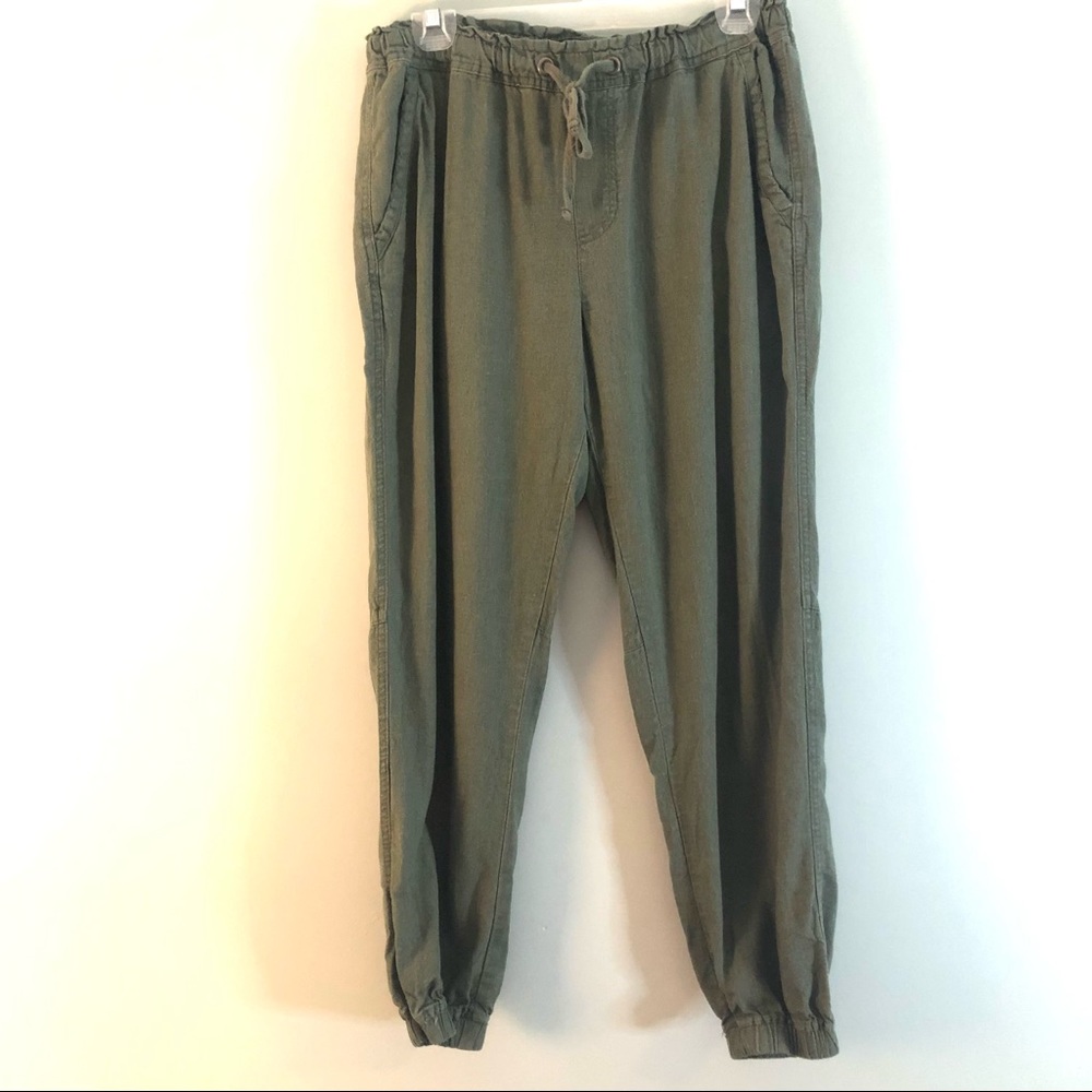 Anthropologie Sanctuary linen blend joggers. Size medium. Olive green.